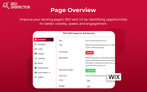 WIX SEO Inspector & Extension screenshot