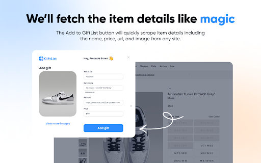 Add to GiftList Button screenshot