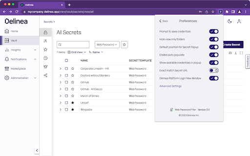 Delinea Web Password Filler screenshot