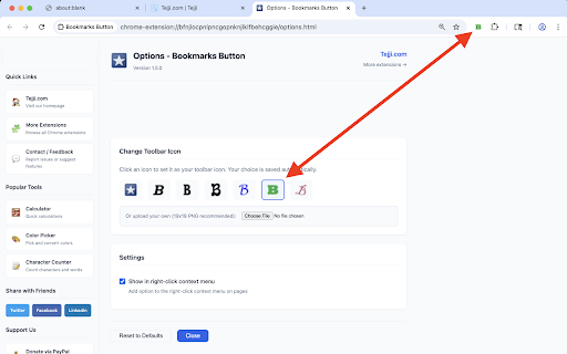 Bookmarks Button screenshot