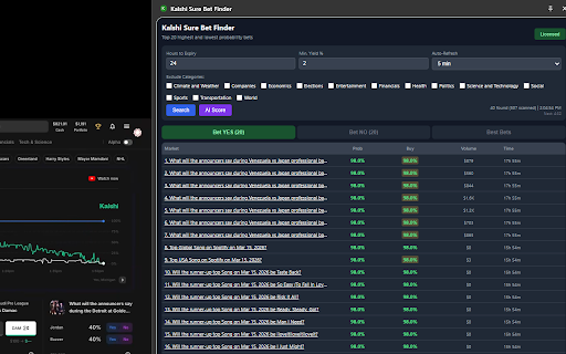 Kalshi Sure Bet Finder screenshot