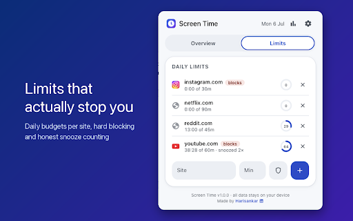 Screen Time: Website Tracker, Limits & Focus screenshot