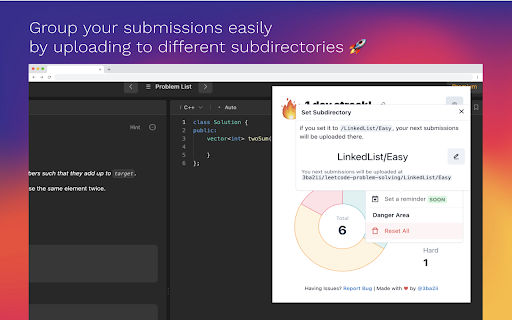 LeetSync - Leetcode to Github Synchronizer screenshot