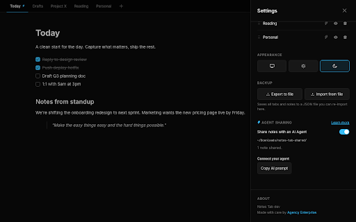 Notes Tab screenshot