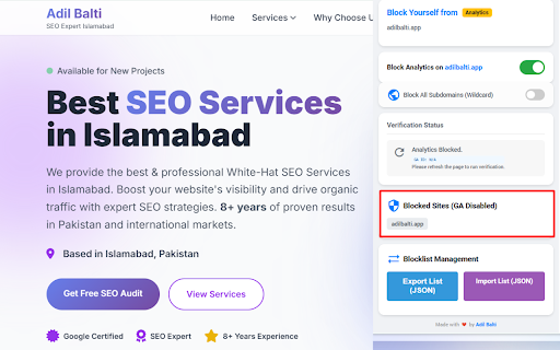 Block Yourself from Analytics screenshot