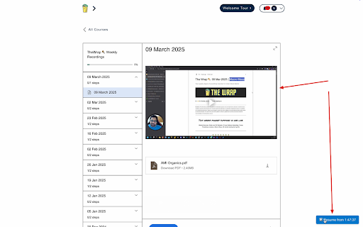 Vimeo Player SnapBack screenshot