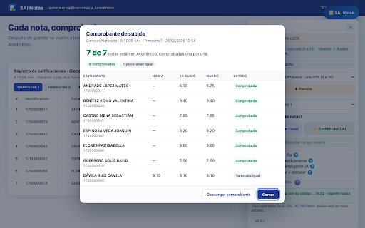 SAI Notas: sube tus calificaciones a Académico screenshot