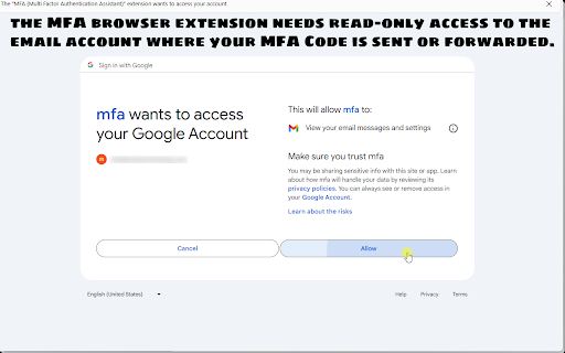 MFA (Multi Factor Authentication Assistant) screenshot