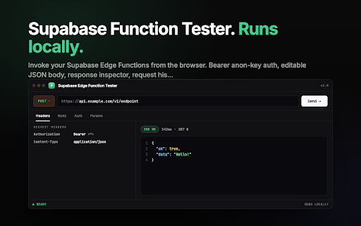 Supabase Edge Function Tester - Invoke and Debug Functions screenshot