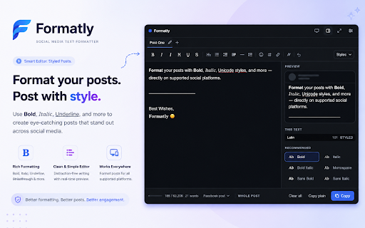Formatly — Social Media Text Formatter screenshot