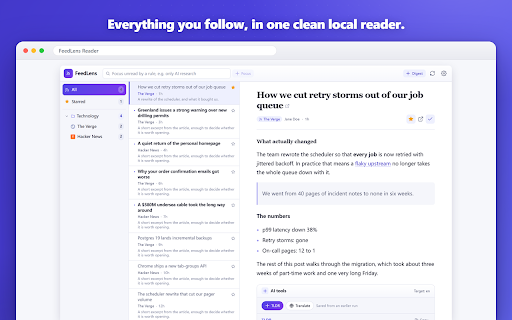 FeedLens — AI RSS Reader screenshot