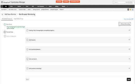 Applications Manager Web Transaction Recorder screenshot
