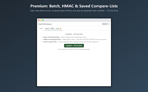 Hash & Checksum Generator: SHA-256, MD5 screenshot