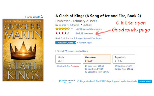 Goodreads ratings for Amazon screenshot