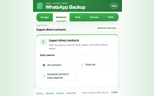 Aora WhatsApp Backup screenshot
