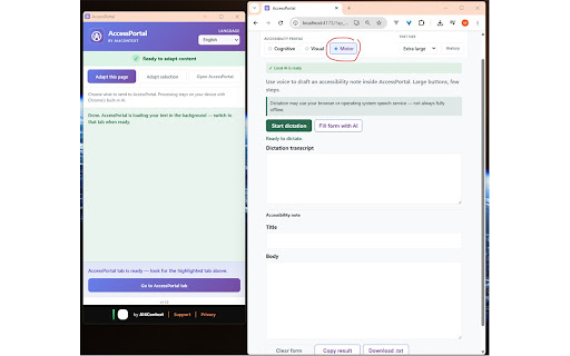 AccessPortal — make web content more accessible in Chrome screenshot