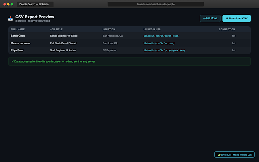 LinkedOut - LinkedIn Profile Exporter screenshot