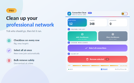 Linkedin Connection Select & Clean Pro screenshot