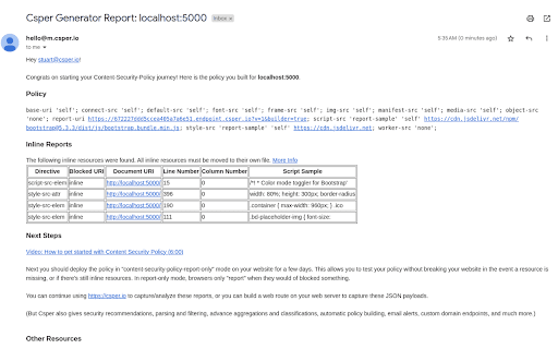 Content Security Policy (CSP) Generator screenshot