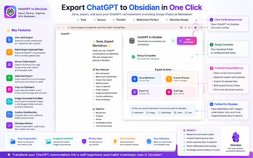 Save ChatGPT to Obsidian markdown file screenshot