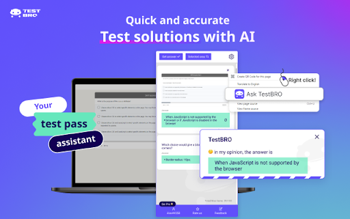 Test Bro - Smart Web Test Assistant, Exam Helper & Homework Quiz Solver screenshot