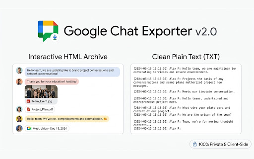 Google Chat Exporter screenshot