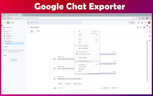 Google Chat Exporter screenshot