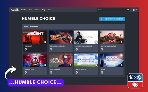 Humble Steam Tags and Links screenshot