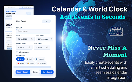 Calendar & World Clock screenshot