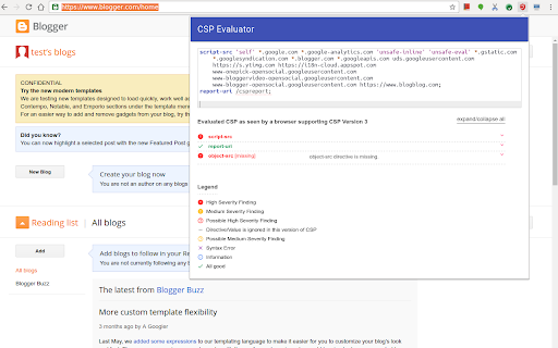 CSP Evaluator screenshot