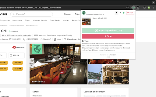 TripAdvisor Review Exporter screenshot