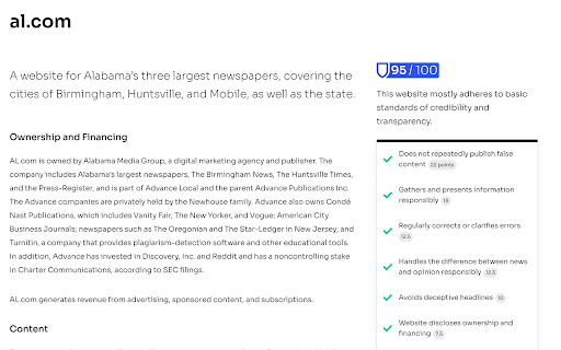 NewsGuard screenshot