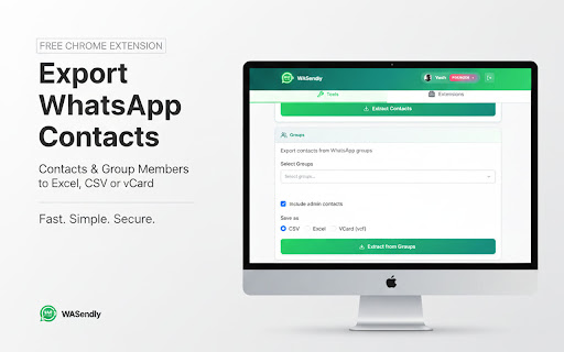 Export WhatsApp Contacts, Group Members & Chat Backup to Excel – WASendly screenshot