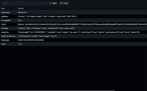 Local Storage Inspector screenshot