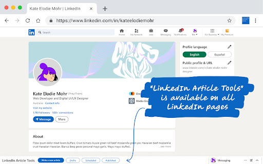 LinkedIn Article Tools screenshot