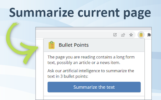 Bullet Points: summarize Web pages with GPT-3 screenshot