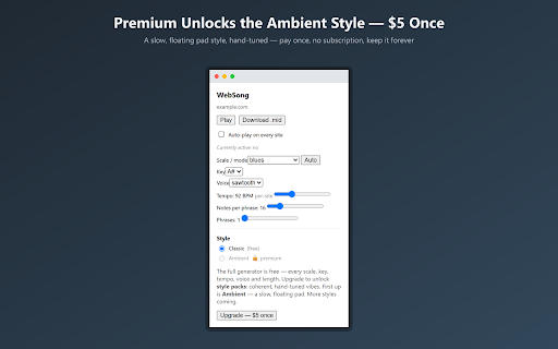 WebSong: a melody from any website screenshot