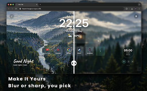 Wallsflow New Tab: Live Wallpapers, Widgets & Focus Music screenshot
