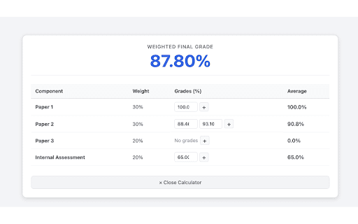 ManageBac Grade Calculator screenshot