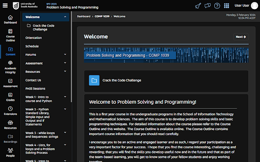 UniSA Dark Mode screenshot