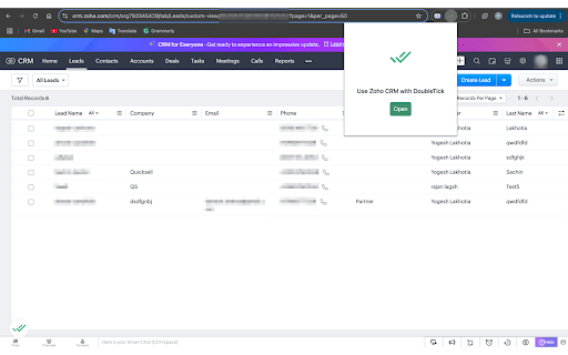 DoubleTick for Zoho CRM & LeadSquared screenshot