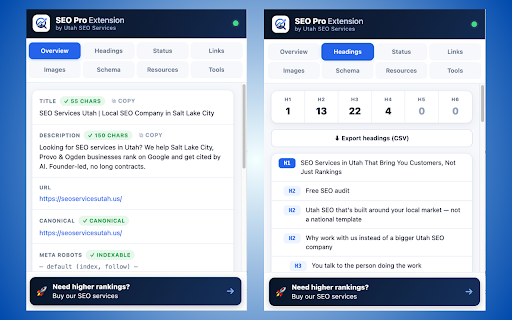 SEO Pro Extension by Utah SEO Services screenshot