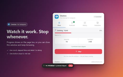 Clearbox — Bulk Chat & Message Deleter for Instagram screenshot