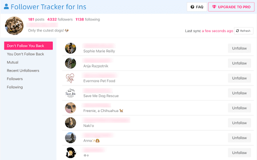 Followers Tracker screenshot