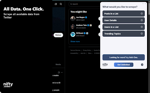 X-Post Scraper: Export Posts, Users, Trends & More screenshot