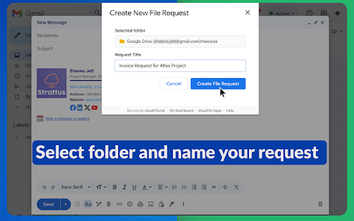 Email File Request by cloudHQ screenshot