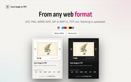 Save image as TIFF — Uncompressed Format Converter for Print screenshot