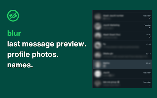 Privacy Extension for Whatsapp Web: Blur chats and contacts screenshot