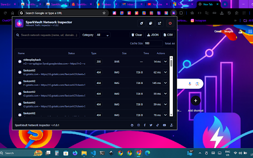 SparkVault Network Inspector screenshot