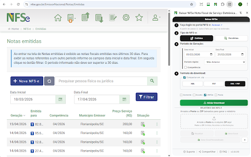 Baixar NFSe Nota Fiscal de Serviço Eletrônica Emitidas e Recebidas screenshot